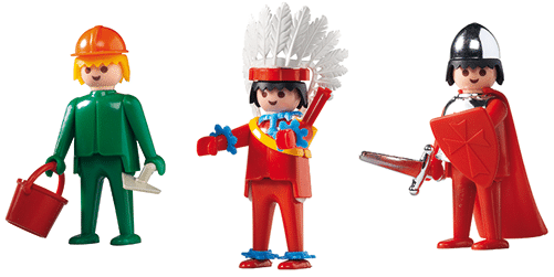 L’Indien, le Chevalier et l’Ouvrier sont les toutes premières figurines Playmobil.